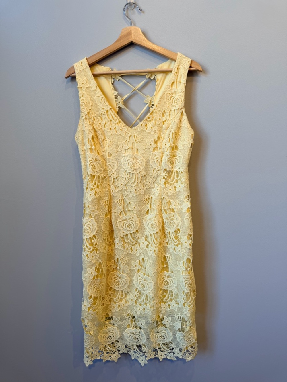 Premier Amour Lace Midi Dress with Crisscross Back size 12
